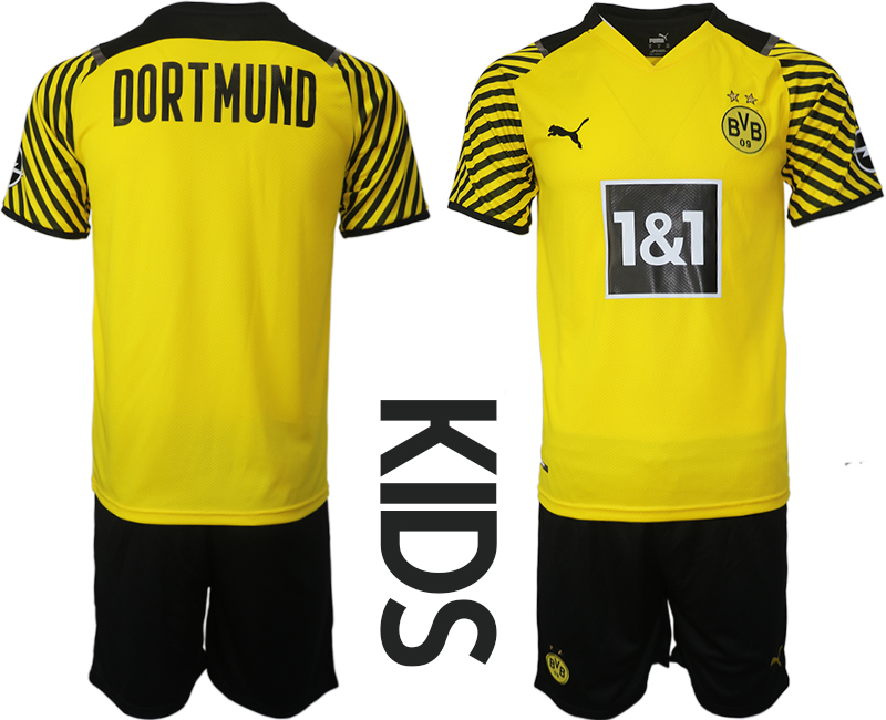 Youth 2021-2022 Club Borussia Dortmund home yellow blank Soccer Jersey->real madrid jersey->Soccer Club Jersey